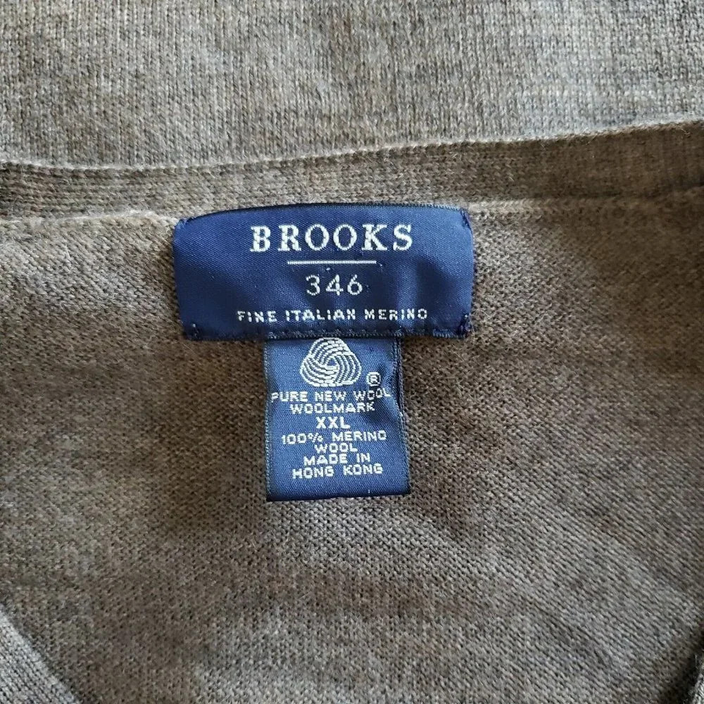 Brooks Brothers 346 Men's V-Neck Knit 100% Merino Wool Sweater Brown Size XXL - Picture 6 of 7